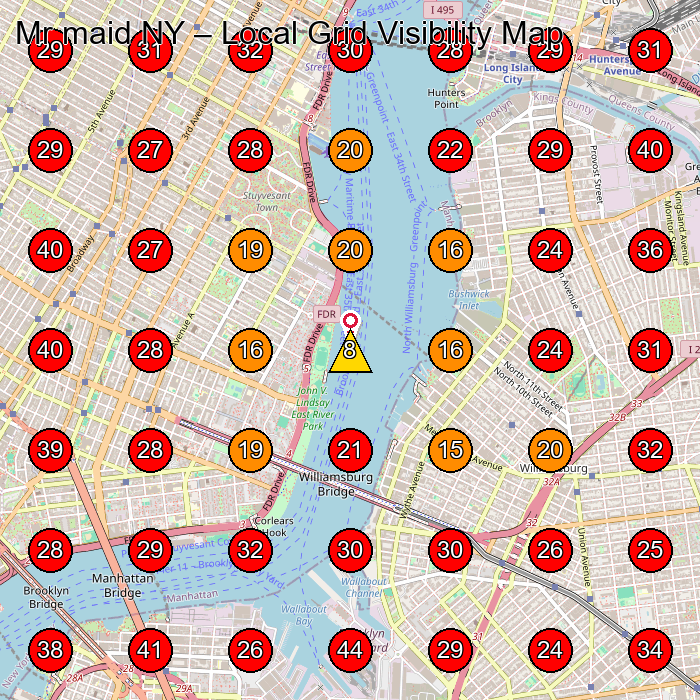 Mr maid NY GeoGrid visibility map for House Cleaning Service in Brooklyn